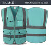 Picture of XIAKE Class 2 High Visibility Reflective Safety Vests with 8 Pockets and Zipper Front,Meets ANSI/ISEA Standards(Small, Lake Blue)