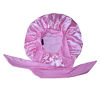 Picture of Bonnet queen Pink Satin hair bonnet with tie Sleep bonnet night Cap with Wide stretchy band for curly hair