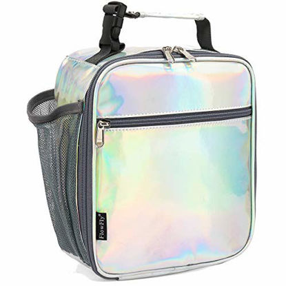 Picture of FlowFly Kids Lunch box Insulated Soft Bag Mini Cooler Back to School Thermal Meal Tote Kit for Girls, Boys, Holographic