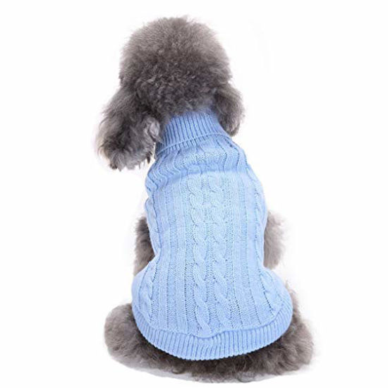 Picture of CHBORCHICEN Small Dog Sweaters Knitted Pet Cat Sweater Warm Dog Sweatshirt Dog Winter Clothes Kitten Puppy Sweater (X-Small,Light Blue)