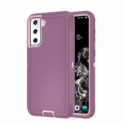 Picture of Szfirstey for Galaxy S21 Case, Drop Protection Full Body Rugged Shockproof/Dust Proof 3-Layer Military Protective Tough Durable Phone Cover Heavy Duty for Samsung Galaxy S21 (Purple Red/Light Pink)