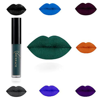 Picture of Eyret Halloween Gothic Liquid Velvet Lipsticks Moisturizing Lip Stick Waterproof Matte Lipstick Bold Lip Beauty Makeup Cosmetics for Women and Girls(Green 30#)