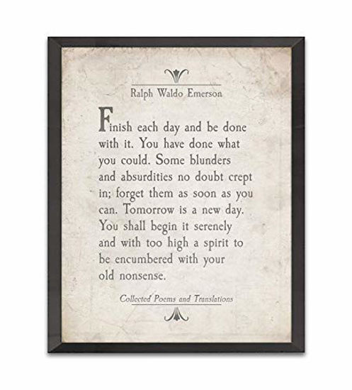 Picture of Finish Each Day, Ralph Waldo Emerson Quote Art Print, Unframed, Literary Inspirational Motivational Sign, Birthday Housewarming Christmas Gift, 8x10 Inches