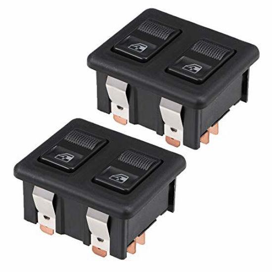 Picture of uxcell 10 Pins Car Window Switch Dual Button Car Control Master Rocker Switch Momentary Glass Lifter Switch, DC 12V 2pcs