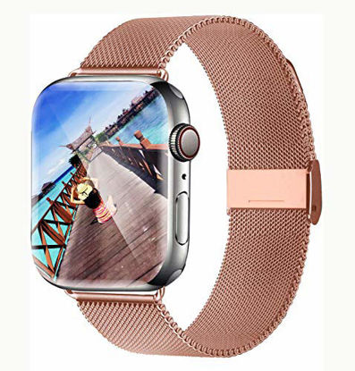 Picture of Yaber Stainless Steel Mesh Replacement Band Compatible for Aple Watch 38 mm 40mm 42 mm 44mm Series 6/SE/5/4/3/2/1 (Rose Gold, 38MM/40MM)