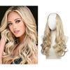 Picture of SARLA Blonde U Part Hair Extensions Wavy Curly Clip in Full Head U Shape Wig Synthetic Long 24 Inch for Women Heat Friendly Fiber