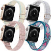 Picture of ENJINER 4 Pack Slim Bands Compatible with Apple Watch 38mm 40mm 42mm 44mm Band iWatch Series 6 5 SE 4 3 2 1 Strap, Women Nylon Stretchy Braided Elastic Sport Solo Loop Thin Narrow Wristband, 42 44mm G