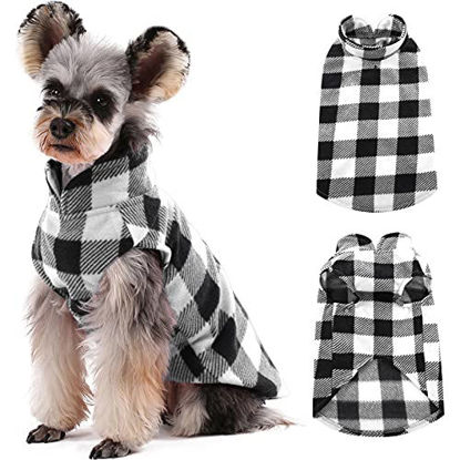 Picture of Kuoser Stretch Dog Fleece Vest, Soft Classic Plaid Basic Dog Sweater for Small Dogs & Cats, Warm Dogs Shirt Pullover Dog Coat Jacket Winter Dog Clothes for Teddy Chihuahua Yorkshire with Leash Hole