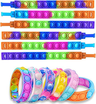Picture of Ziburlit (12pcs) Pop Bracelet, Fidget Popper Bracelet Bag Wearable Silicone pop Watch to Help Children and Adults with Autism and ADHD, Washable Bubble Bracelet as a Good Anti-Anxiety Gift
