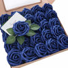 Picture of Floroom Artificial Flowers 25pcs Real Looking Royal Blue Fake Roses with Stems for DIY Table Centerpieces Party Home Decorations