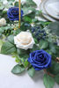 Picture of Floroom Artificial Flowers 25pcs Real Looking Royal Blue Fake Roses with Stems for DIY Table Centerpieces Party Home Decorations