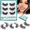 Picture of GOO GOO 3D Mink Eyelashes, False Eyelashes 20mm Middle Long Crossed Cluster 1 Style 3 Pairs/set Natural Hand Made Strips Fake Eyelashes Fluffy Full Real Siberian Mink Lashes