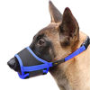 Picture of HEELE Dog Muzzle Nylon Soft Muzzle Anti-Biting Barking Secure,Mesh Breathable Pets Muzzle for Small Medium Large Dogs 4 Colors 4 Sizes (L, Blue)