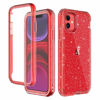 Picture of LONTECT for iPhone 11 Case Built-in Screen Protector Glitter Clear Sparkly Bling Rugged Shockproof Hybrid Full Body Protective Case Cover for Apple iPhone 11 6.1 2019, Red Clear/Silver Glitter