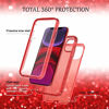 Picture of LONTECT for iPhone 11 Case Built-in Screen Protector Glitter Clear Sparkly Bling Rugged Shockproof Hybrid Full Body Protective Case Cover for Apple iPhone 11 6.1 2019, Red Clear/Silver Glitter