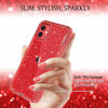 Picture of LONTECT for iPhone 11 Case Built-in Screen Protector Glitter Clear Sparkly Bling Rugged Shockproof Hybrid Full Body Protective Case Cover for Apple iPhone 11 6.1 2019, Red Clear/Silver Glitter