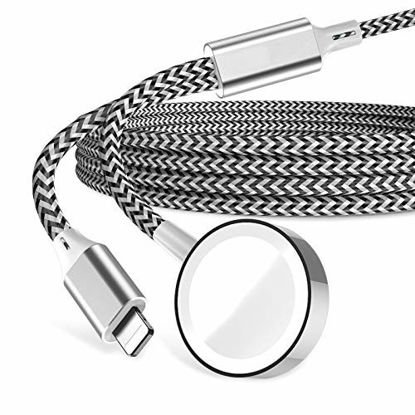 Picture of DIANOU Watch Charger,Magnetic Wireless Portable Charger Toughness Nylon Braided 2 in 1 USB Watch Charging Cable Cord Compatible for Apple Watch Series SE/6/5/4/3/2/1 44mm 40mm 42mm 38mm (2 in 1)