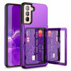 Picture of WeLoveCase for Samsung Galaxy S21 Wallet Case with Credit Card Holder & Hidden Mirror, Defender Protective Shockproof Heavy Duty Protection Phone Cover for Samsung Galaxy S21 5G, 6.2 inch Purple