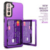 Picture of WeLoveCase for Samsung Galaxy S21 Wallet Case with Credit Card Holder & Hidden Mirror, Defender Protective Shockproof Heavy Duty Protection Phone Cover for Samsung Galaxy S21 5G, 6.2 inch Purple