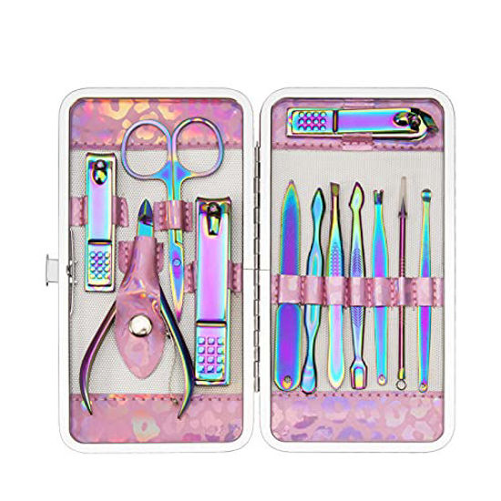 Picture of CGBE Manicure Set Nail Clippers Set Pedicure 12 Pieces Stainless Steel Manicure Kit Professional Grooming Care Tools with Luxurious Travel Case