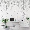 Picture of Hanging Willow Branch Wall Stickers DIY Grey Vine Leaf Plant Wall Decals Peel and Stick Grass Birds Butterfly Art Mural Decortions for Kids Baby Girls Nursery Bedroom Living Room Offices Classroom (Grey)