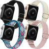 Picture of ENJINER 4 Pack Slim Bands Compatible with Apple Watch 38mm 40mm 42mm 44mm Band iWatch Series 6 5 SE 4 3 2 1 Strap, Women Nylon Stretchy Braided Elastic Sport Solo Loop Thin Narrow Wristband, 42 44mm C