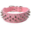 Picture of Hoot PU Leather Adjustable Spiked Studded Dog Collar 2" Wide 37 Spikes (M(Neck 19"-22"), Pink)