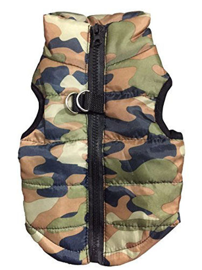 Picture of VEDEM Pet Puffer Zipper Quilted Vest Coat Cold Weather Dog Jacket for Small Dogs Cats (S, Camouflage-Green)