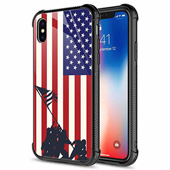 GetUSCart iPhone XR Case The American Flag 9H Tempered Glass