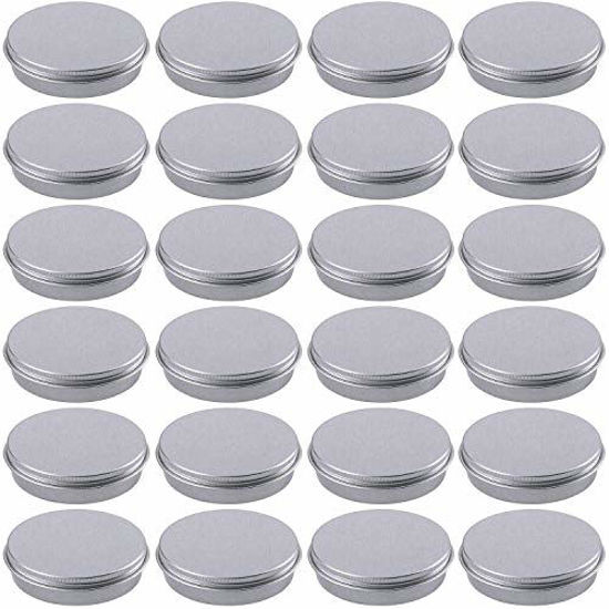 Picture of Hulless 0.5 Ounce Aluminum Tin Jar Refillable Containers 15 ml Aluminum Screw Lid Round Tin Container Bottle for Cosmetic,Lip Balm, Cream, 24 Pack.