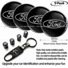 Picture of 9pcs,65mm Ford Emblem Badge Sticker Wheel Hub Caps Centre Cover +Tire Valve Stem Caps Cover for Ford+ Keychain