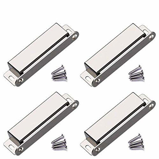 Picture of WOOCH Door Magnetic Catch - 70lb High Magnetic Stainless Steel Heavy Duty Catch for Kitchen Bathroom Cupboard Wardrobe Closet Closures Cabinet Door Drawer Latch (3.7 in Silver, 4-Pack)