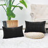 Picture of CaliTime Pack of 2 Cozy Pillow Covers Cases for Couch Sofa Home Decoration Solid Dyed Soft Chenille 12 X 20 Inches Black