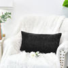 Picture of CaliTime Pack of 2 Cozy Pillow Covers Cases for Couch Sofa Home Decoration Solid Dyed Soft Chenille 12 X 20 Inches Black