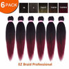 Picture of Pre-stretched Braiding Hair Extension Ombre Natural Black Brown Professional Crochet Braiding Hair 20 Inch 6 Packs Hot Water Setting Perm Yaki Synthetic Hair for Twist Braids (#1B/Bug)