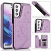 Picture of Phone Case for Samsung Galaxy S21 Glaxay S 21 5G 6.2 inch with Tempered Glass Screen Protector and Card Holder Wallet Cover Stand Flip Leather Cell Accessories Gaxaly 21S G5 Cases Women Girl Purple