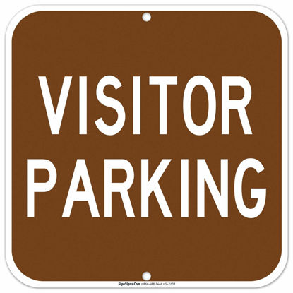 Picture of Visitor Parking Sign, 12 X 12 Square Rust Free Aluminum Sign UV Printed with Professional Graphics-Easy to Mount Indoors & Outdoors