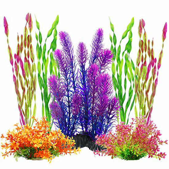 Picture of MyLifeUNIT Artificial Aquarium Plants Plastic Fish Tank Plants for Aquarium Decorations, Pack of 7 (Style B)