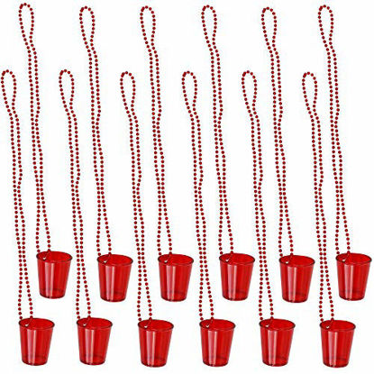 Picture of Iconikal Shot Glass on Beaded Necklace, 12-Pack (Red)