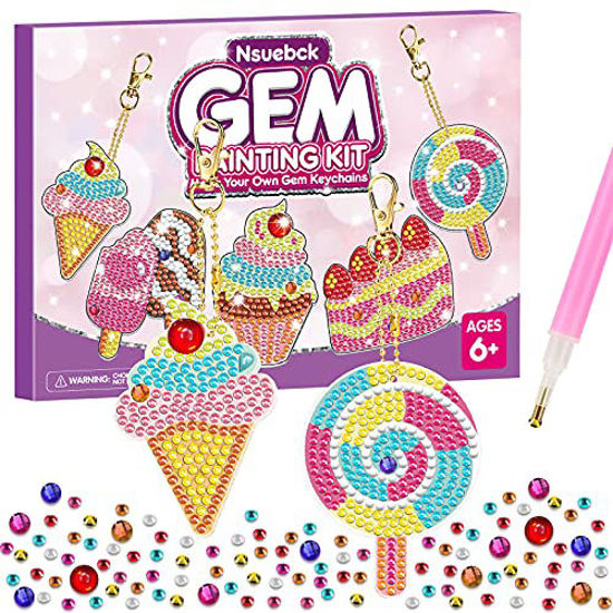 Picture of Diamond Painting Kits for Kids - Paint by Number Gem Keychains - DIY Arts and Crafts Gift for Girls Kids 6-8 8-10 10-12