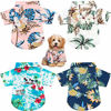 Picture of 4 Pieces Pet Summer T-Shirts Hawaii Style Floral Dog Shirt Hawaiian Printed Pet T-Shirts Breathable Pet Cool Clothes Beach Seaside Puppy Shirt Sweatshirt for Dogs Pet Puppy (Large)