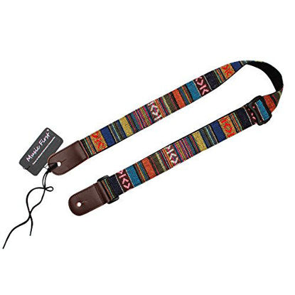 Picture of MUSIC FIRST Classic Country style Soft Yarn-dyed fabric & Genuine Leather Ukulele Strap Ukulele Shoulder Strap Version 2.0