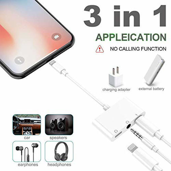 Lightning to 3.5mm Headphone Jack Adapter 3 in 1 Lightning to 3.5 mm Earphone Audio Charging Splitter Compatible for iPhone 12 11 11 Pro XS XR X 8 7