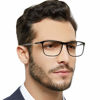 Picture of OCCI CHIARI Reading Glasses Men's Rectangle Reader Durable Spring Hinge 1.0 1.25 1.5 1.75 2.0 2.25 2.5 2.75 3.0 3.5(Black/Transparent 250)