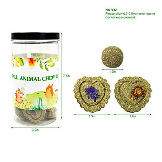 Picture of Rabbit Chew Toys, Small Animal Treats Natural Timothy Grass Chew Toys, Grass Cake&Grass Ball Pet Snacks Molar Teeth Grinding Toy Chewing for Chinchillas Hamsters Guinea Pig Dwarf Rabbit Gerbils(H01)