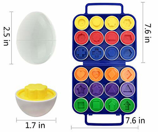 Picture of Beakabao 12pcs Color and Shape Matching Egg Set Montessori Toddler Education Classification Toys for Fine Motor Skills of The Fingers Muscles, Preschool Children Smart Puzzles Easter Gifts (Blue)