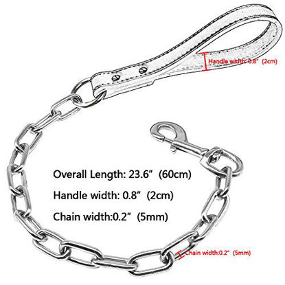 Picture of Didog 28 inch Length Heavy Duty Anti-bite Dog Giant Chain Leash with Leather Handle