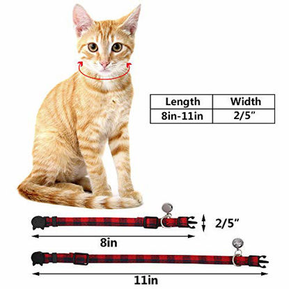 Picture of SLSON 4 Pack Cat Collars Breakaway with Bell Cat Collars with Cute Bowtie for Pet Kitten Cats and Small Dogs Pets Adjustable from 8-11In (Plaid)