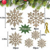 Picture of 36pcs Champagne Gold Snowflake Ornaments Plastic Glitter Snow Flakes Ornaments for Winter Christmas Tree Decorations Size Varies Craft Snowflakes