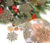 Picture of 36pcs Champagne Gold Snowflake Ornaments Plastic Glitter Snow Flakes Ornaments for Winter Christmas Tree Decorations Size Varies Craft Snowflakes